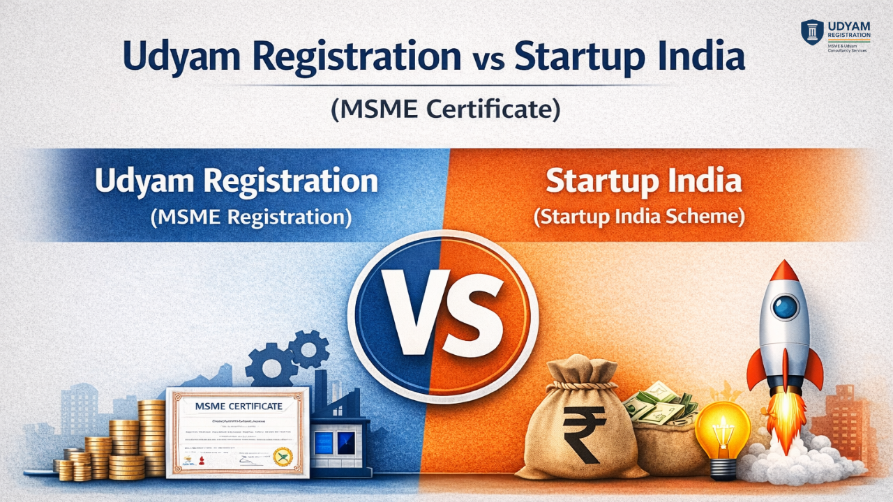 Udyam Registration vs Startup India | Benefits & Eligibility Guide | MSME Certificate